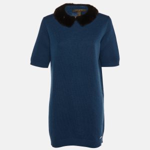 Louis Vuitton Blue Cashmere Knit Mink Collared Mini Dress L, Dresses - Luxury Closet catalog