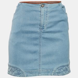 Louis Vuitton Blue Denim Logo Quilt Detail Mini Skirt M Waist: 29&rdquo;, Skirts - Luxury Closet catalog