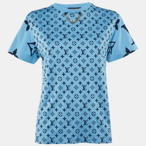 Louis Vuitton Blue Logo Printed Cotton Knit T-Shirt S, Shirts & Tops - Luxury Closet catalog