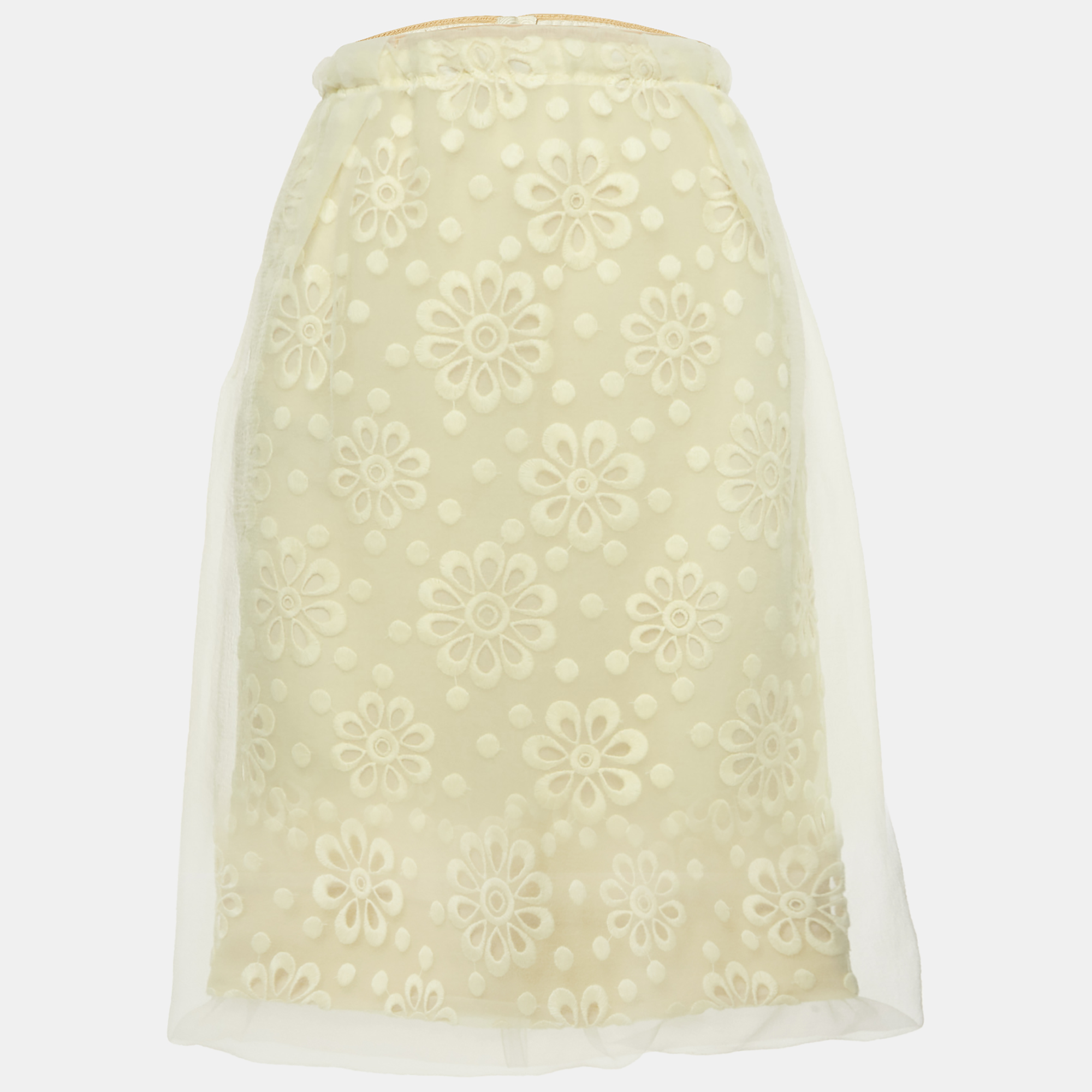 Louis Vuitton Yellow Floral Embroidered Organza Pencil Skirt M, Skirts - Luxury Closet catalog