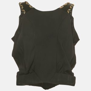 Louis Vuitton Black Crepe Leather and Stud Detail Sleeveless Top M, Shirts & Tops - Luxury Closet catalog