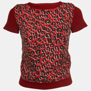Louis Vuitton Red Leopard print Silk & Wool Short Sleeve Top M, Shirts & Tops - Luxury Closet catalog