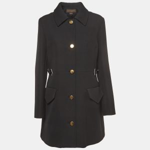 Louis Vuitton Black Wool Leather Tab Waist Single Breasted Coat XL, Coats & Jackets - Luxury Closet catalog