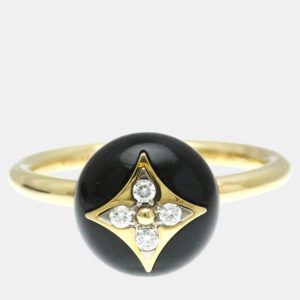 Louis Vuitton 18K Yellow Gold Diamond Onyx Color Blossom Ring Carat/0.07, Rings - Luxury Closet catalog