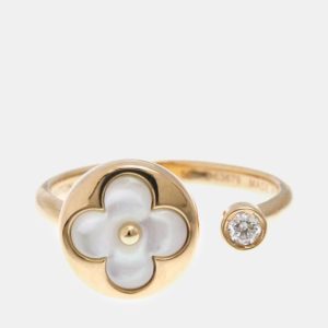 Louis Vuitton Sun Blossom 18K Rose Gold Diamond Mother of Pearl Band Ring EU 50, Rings - Luxury Closet catalog
