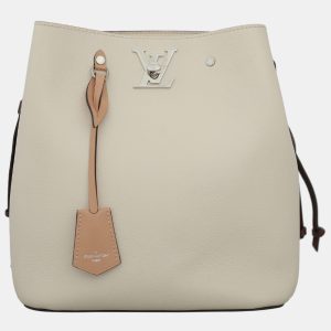Louis Vuitton Cream, Maroon, Soft Pink Logo Lockme Bucket Bag, Handbags - Luxury Closet catalog