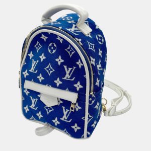 Louis Vuitton Leather Blue White Gold Monogram Jacquard Velvet Palm Springs MINI Backpack, Backpacks - Luxury Closet catalog
