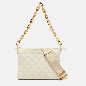 Louis Vuitton Cream Monogram Embossed Leather Coussin PM Bag, Shoulder Bags - Luxury Closet catalog