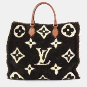Louis Vuitton Brown X Beige Monogram Teddy OnTheGo GM Shearling Handbag, Tote Handbags - Luxury Closet catalog