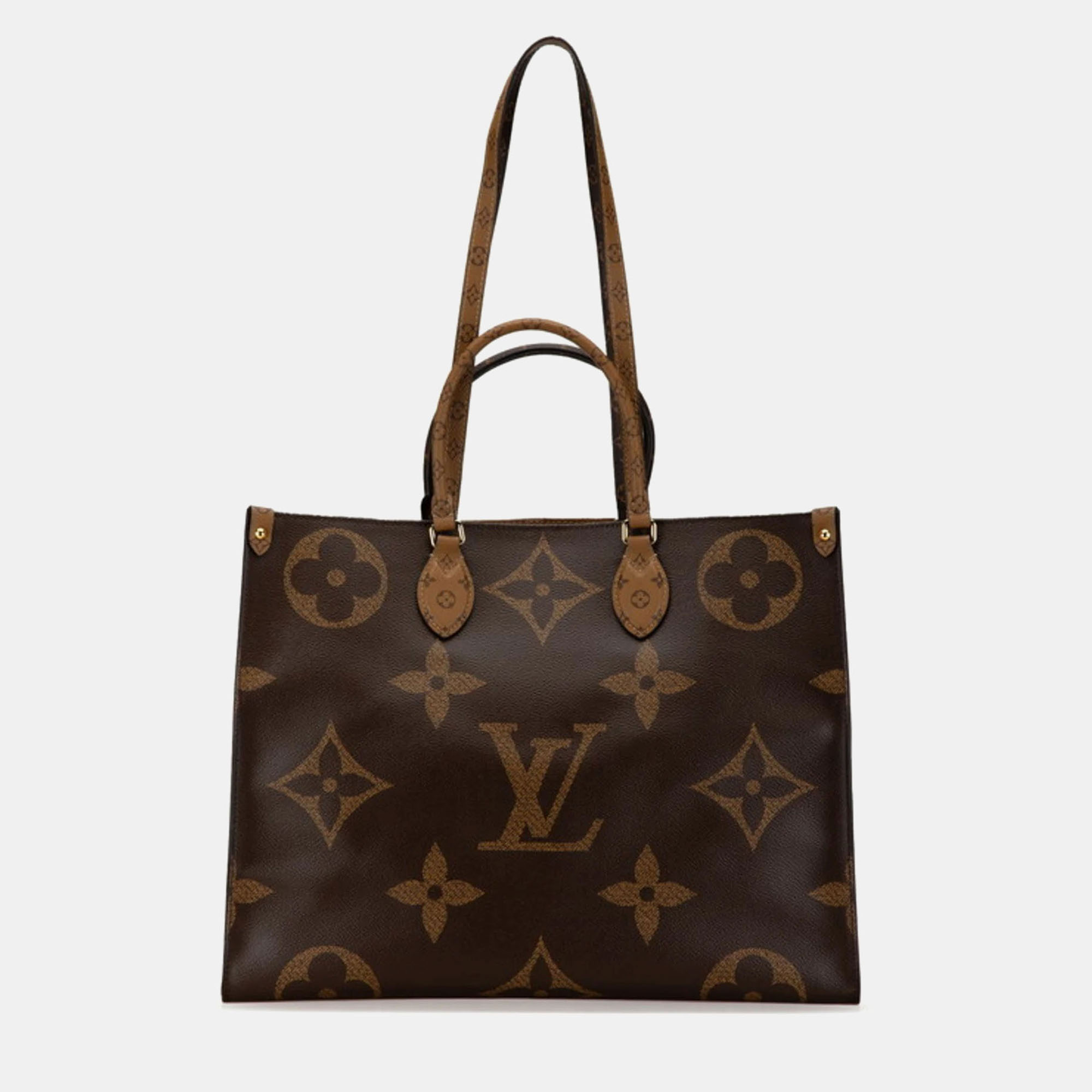 Louis Vuitton Brown Pvc Leather Monogram Giant Reverse On-The-Go Gm Tote Bag, Tote Handbags - Luxury Closet catalog