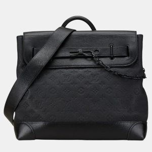 Louis Vuitton Noir Black Taurillon Leather Monogram Eclipse Steamer Pm Handbag, Tote Handbags - Luxury Closet catalog