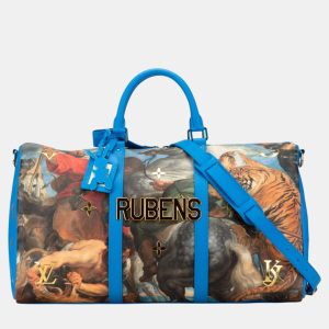 Louis Vuitton Blue Multicolor Pvc Leather Keepall Bandouliere 50 Boston Bag, Handbags - Luxury Closet catalog