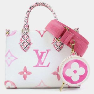Louis Vuitton White/Pink Leather By The Pool OnTheGo PM Handbag, Tote Handbags - Luxury Closet catalog