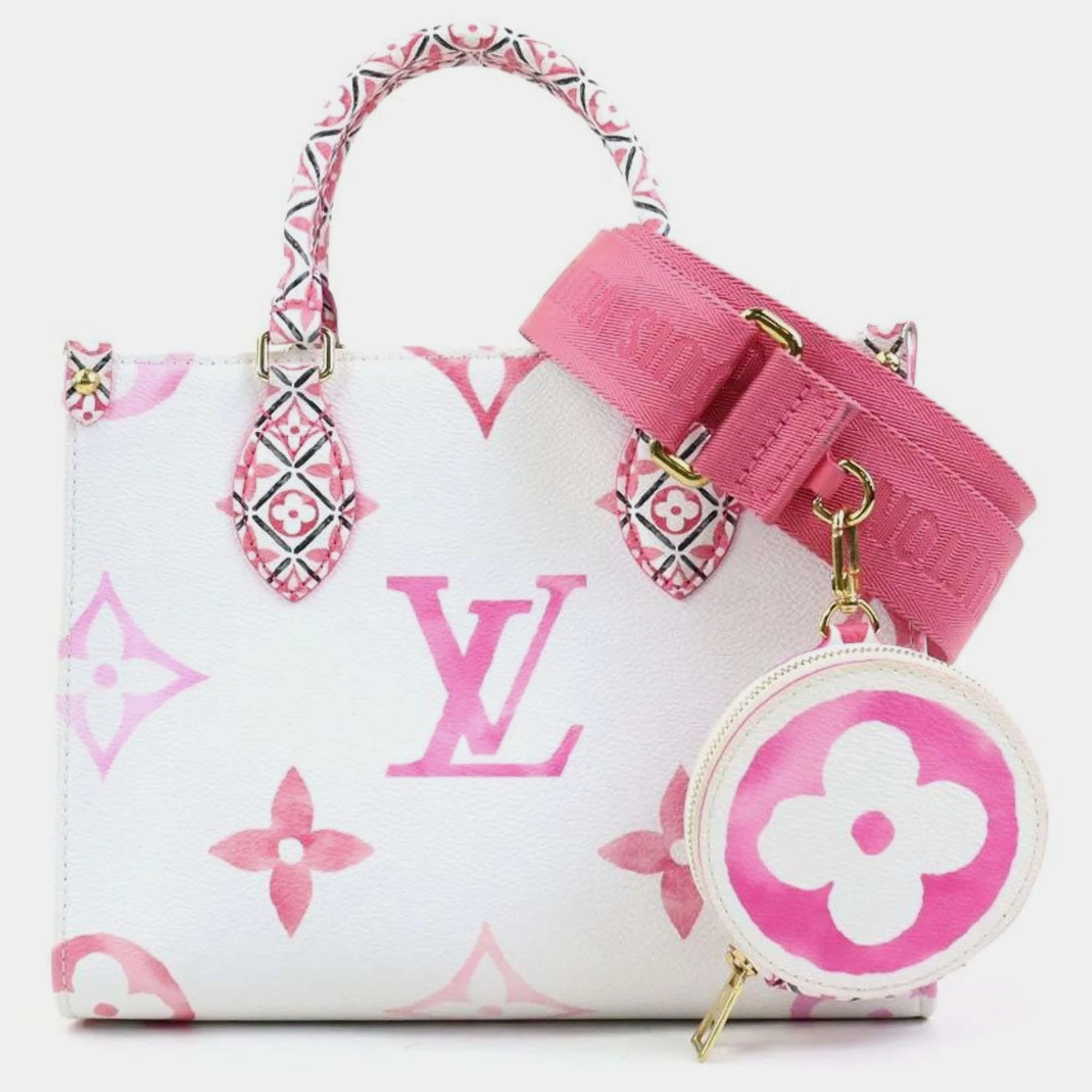 Louis Vuitton White/Pink Leather By The Pool OnTheGo PM Handbag, Tote Handbags - Luxury Closet catalog