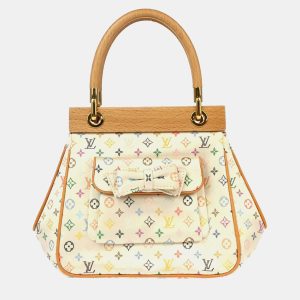 Louis Vuitton White Silk Satin Monogram Multicolor Abelia Top Handle Bag, Satchels - Luxury Closet catalog