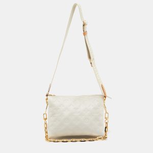 Louis Vuitton Cream Monogram Embossed Leather Coussin PM Bag, Shoulder Bags - Luxury Closet catalog