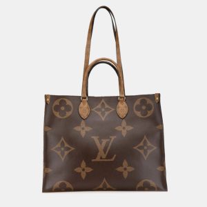 Louis Vuitton Brown Leather Monogram Giant Reverse OnTheGo GM Shoulder Bag, Tote Handbags - Luxury Closet catalog