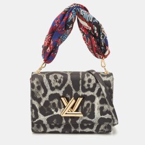 Louis Vuitton Grey/Black Leopard Print Coated Canvas Twist MM Bag, Shoulder Bags - Luxury Closet catalog