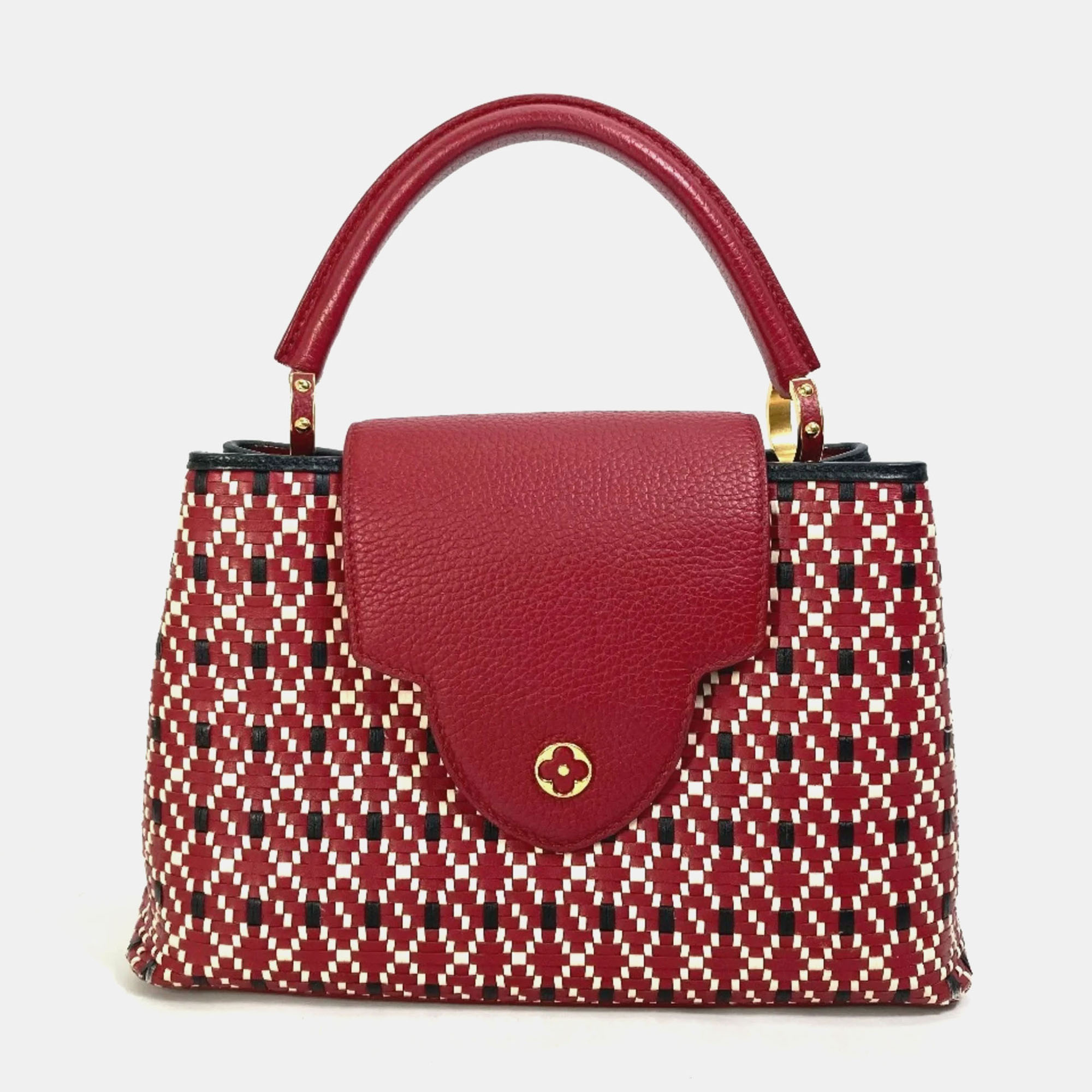 Louis Vuitton Red Woven Leather Capucines PM Handbag, Tote Handbags - Luxury Closet catalog