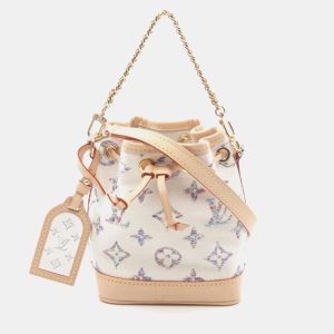 Louis Vuitton White Canvas Leather Nano Noe Monogram Jacquard Handbag, Shoulder Bags - Luxury Closet catalog