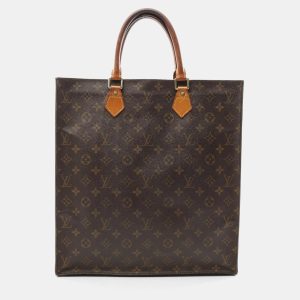 Louis Vuitton Sac Plat Hand Tote Bag Monogram Canvas Leather Brown, Tote Handbags - Luxury Closet catalog