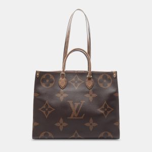 Louis Vuitton Brown Monogram Giant Reverse On-The-Go GM Shoulder Bag, Tote Handbags - Luxury Closet catalog