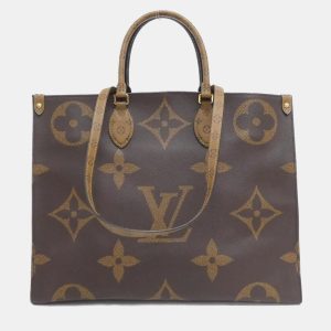 Louis Vuitton Brown Coated Canvas Monogram Giant On-The-Go GM Handbag, Tote Handbags - Luxury Closet catalog