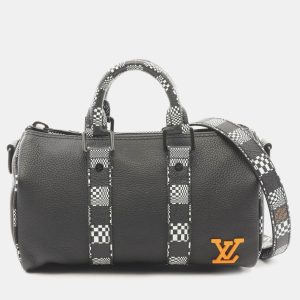 Louis Vuitton Black Leather with Limited Edition Distorted Damier XS Keepall Bandouliere Bag, Satchels - Luxury Closet catalog