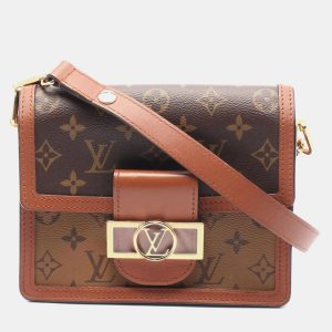 Louis Vuitton Brown Coated Canvas Leather Dauphine Mini Monogram Reverse Shoulder Bag, Shoulder Bags - Luxury Closet catalog