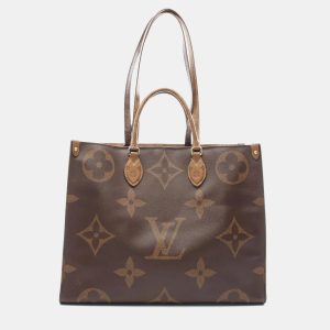 Louis Vuitton Brown Beige Monogram Giant Reverse OnTheGo GM Tote Bag, Tote Handbags - Luxury Closet catalog