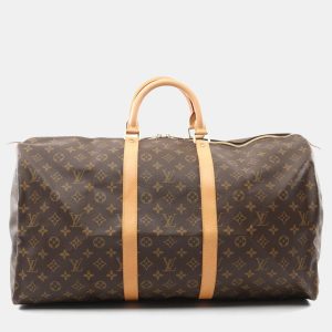 Louis Vuitton Keepall 55 Brown Monogram Leather Travel Bag, Handbags - Luxury Closet catalog