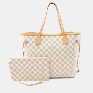Louis Vuitton Neverfull MM White Damier Azur Canvas Tote Bag, Tote Handbags - Luxury Closet catalog