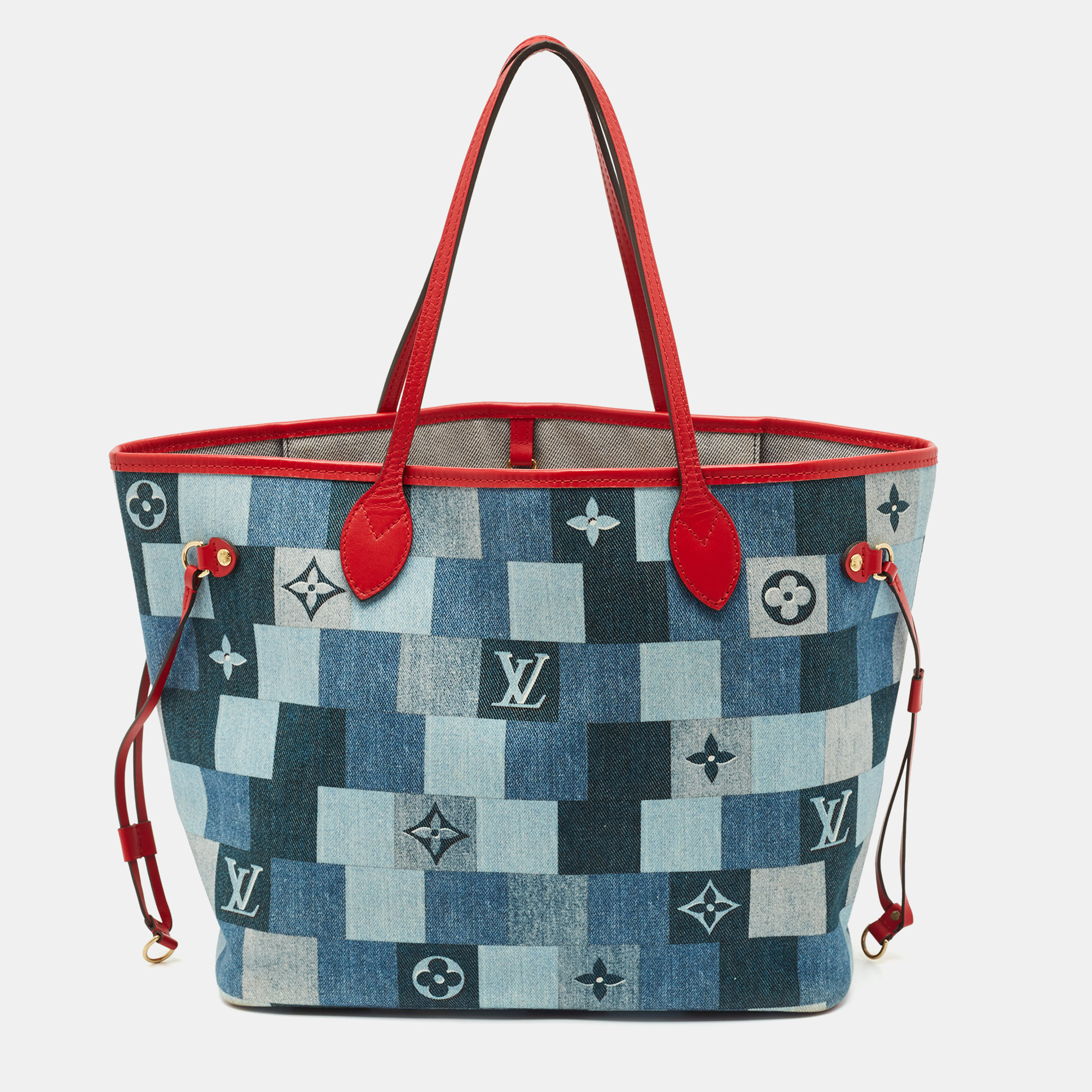 Louis Vuitton Blue/Red Denim Patchwork Neverfull MM Bag, Tote Handbags - Luxury Closet catalog
