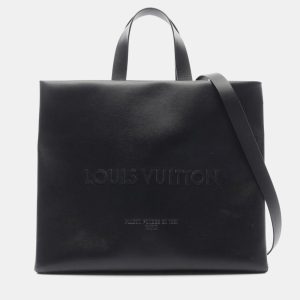 Louis Vuitton Shopper Tote MM Black Leather Tote Bag, Tote Handbags - Luxury Closet catalog