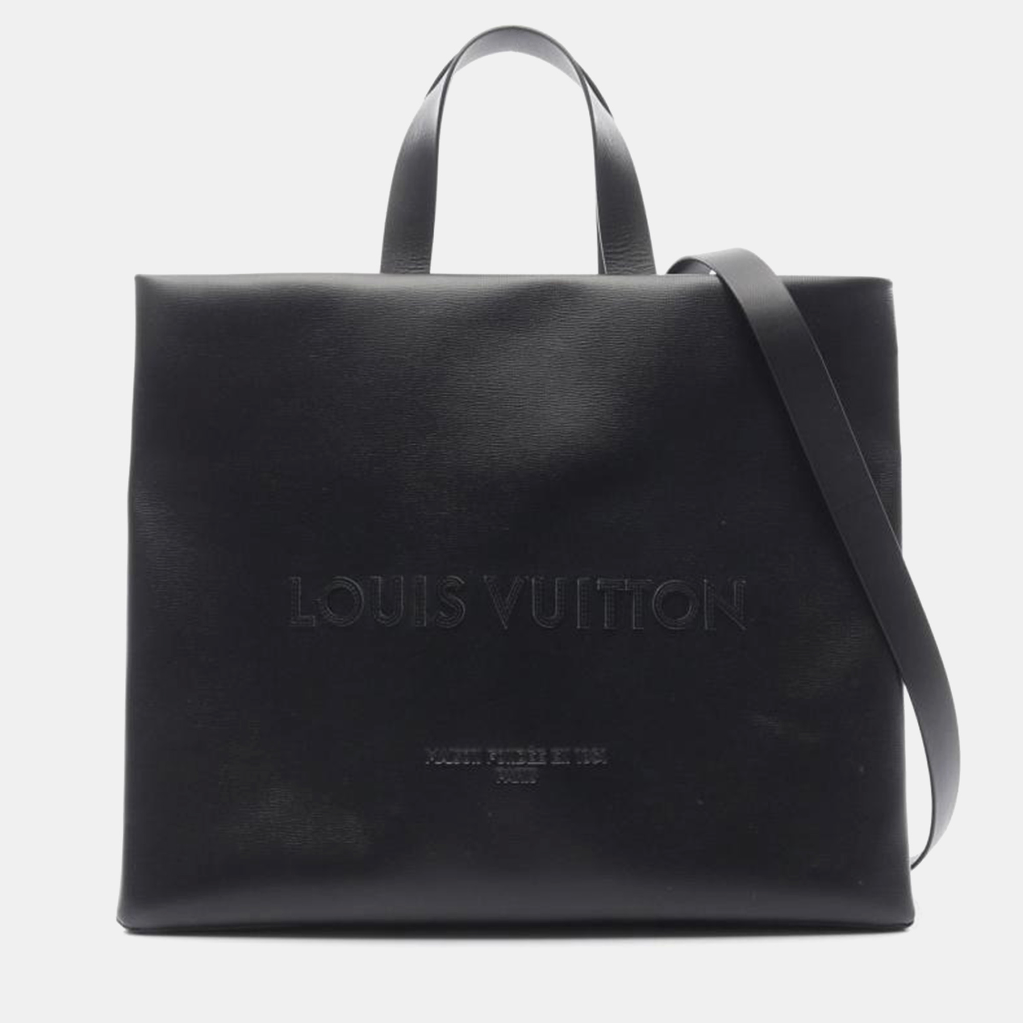 Louis Vuitton Shopper Tote MM Black Leather Tote Bag, Tote Handbags - Luxury Closet catalog