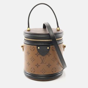 Louis Vuitton Cannes Brown Black Coated Canvas Leather Shoulder Bag, Satchels - Luxury Closet catalog