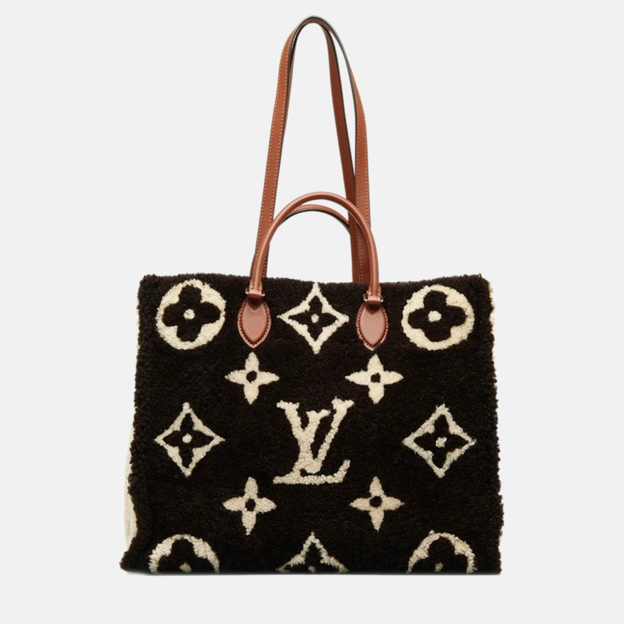 Louis Vuitton OnTheGo GM Beige/Black Leather Monogram Teddy Tote Bag, Tote Handbags - Luxury Closet catalog