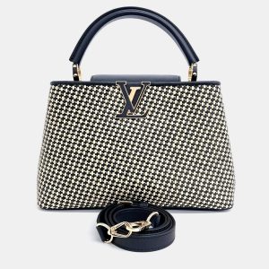 Louis Vuitton Beige Black Leather and Raffia Capucine MM bag, Satchels - Luxury Closet catalog
