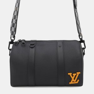 Louis Vuitton Distorted Damier City Keepall Black Leather Duffel Bag, Handbags - Luxury Closet catalog