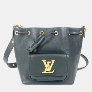 Louis Vuitton Lock Me Noir Leather Bucket Drawstring Handbag, Handbags - Luxury Closet catalog
