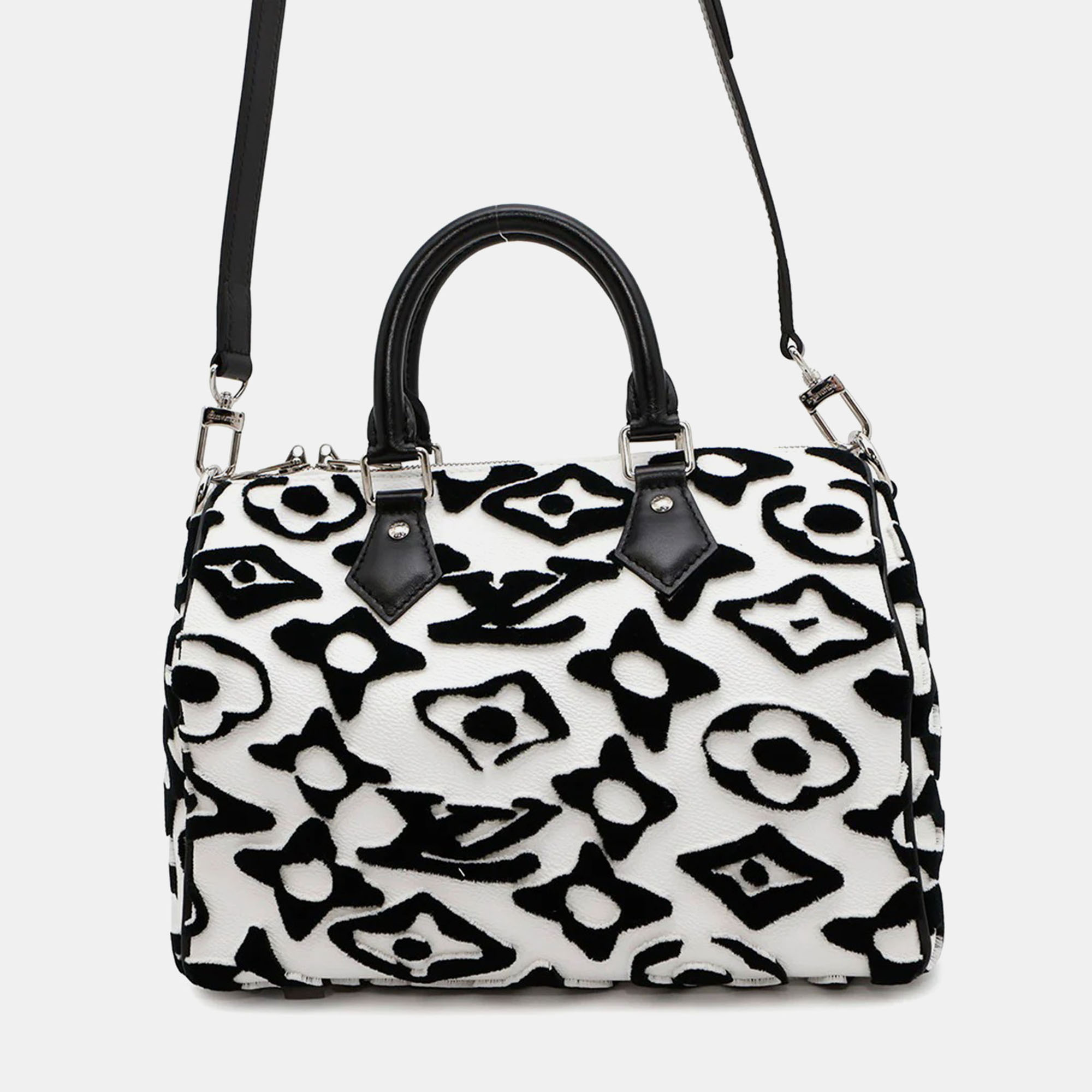 Louis Vuitton Speedy Bandouliere 25 White Noir Urs Fischer Monogram Canvas Boston Bag, Handbags - Luxury Closet catalog