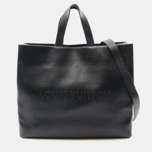 Louis Vuitton Shopper Tote MM Black Leather Tote Bag, Tote Handbags - Luxury Closet catalog