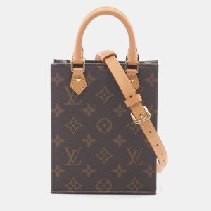 Louis Vuitton Petit Sac Plat Hand Crossbody Bag Monogram Leather Brown, Tote Handbags - Luxury Closet catalog