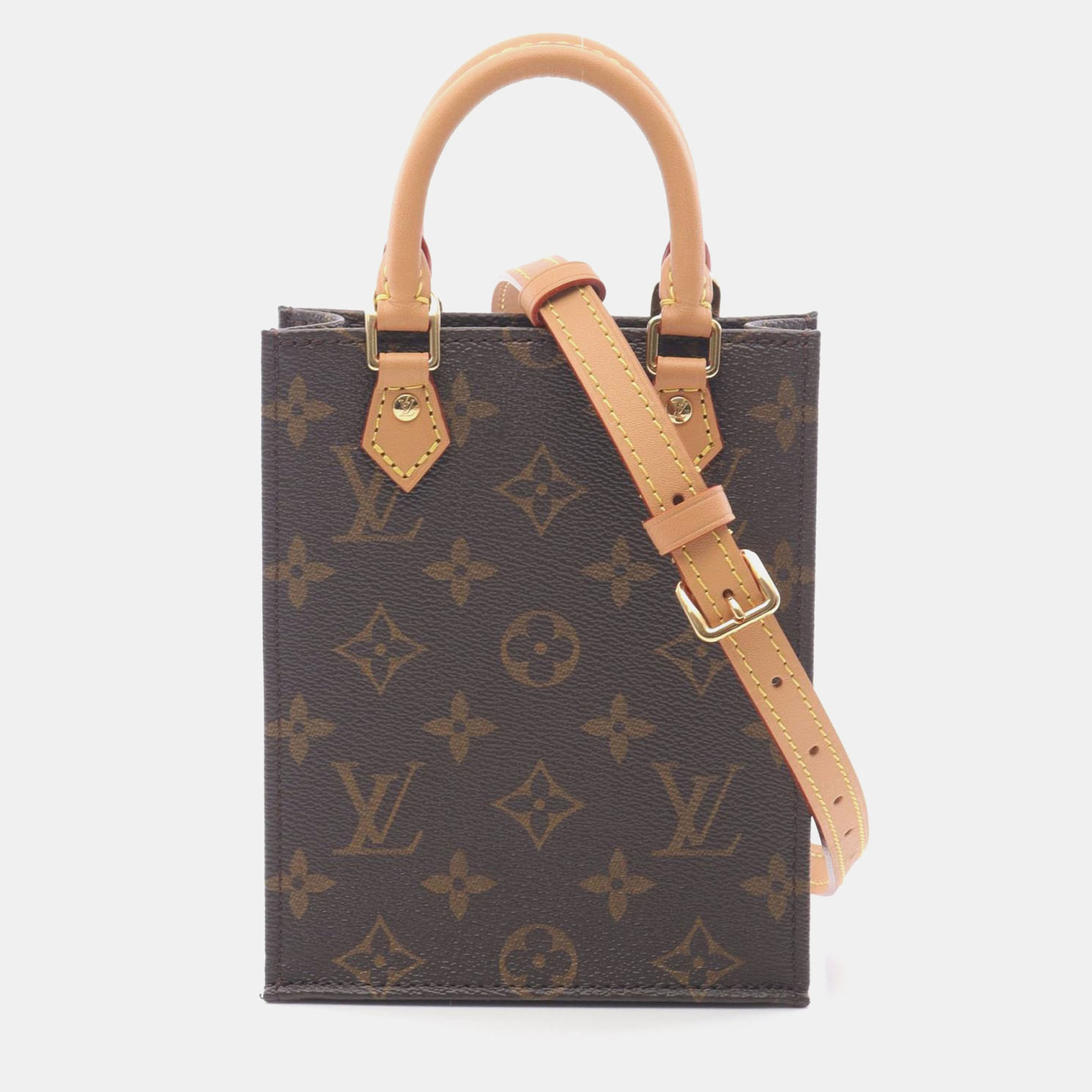Louis Vuitton Petit Sac Plat Hand Crossbody Bag Monogram Leather Brown, Tote Handbags - Luxury Closet catalog