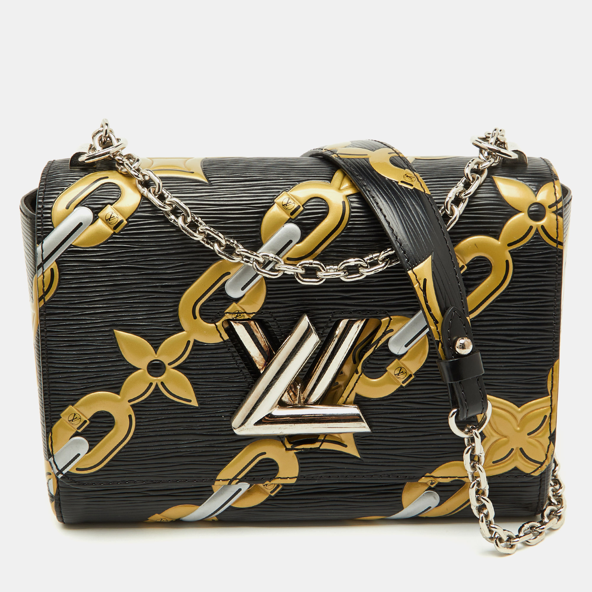 Louis Vuitton Black Epi Leather Chain Flower Print Twist MM Bag, Shoulder Bags - Luxury Closet catalog