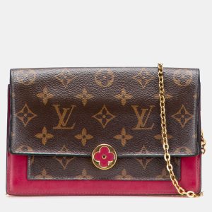 Louis Vuitton Brown/Red Monogram Flore Wallet On Chain, Shoulder Bags - Luxury Closet catalog