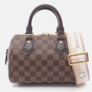 Louis Vuitton Speedy Bandouliere 20 Damier Ebene Brown Canvas Leather Handbag, Handbags - Luxury Closet catalog