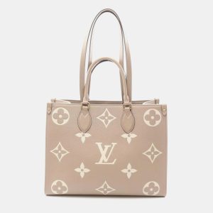Louis Vuitton On The Go MM Tourterelle Monogram Empreinte Leather Tote Bag, Tote Handbags - Luxury Closet catalog