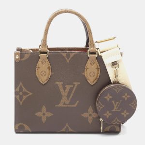 Louis Vuitton On The Go PM Brown Beige Monogram Reverse Coated Canvas Tote Bag, Tote Handbags - Luxury Closet catalog