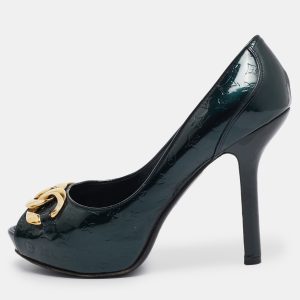 Louis Vuitton Green Monogram Patent Chain Detail Peep Toe Pumps Size 38, Pumps - Luxury Closet catalog